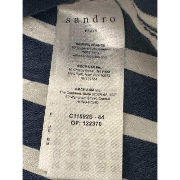 Sandro Paris Striped Short Sleeve Button Down Shirt Size: XL - Picture 8 of 9